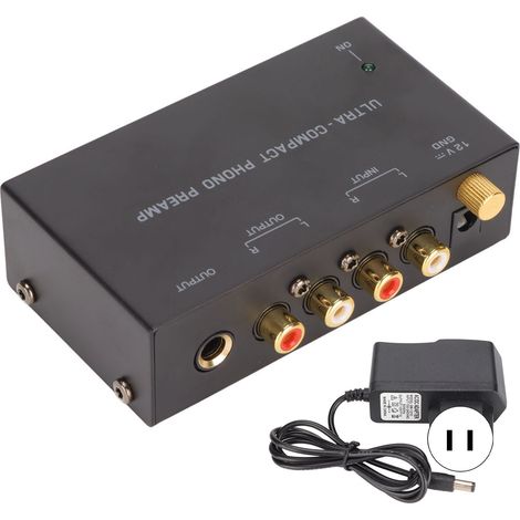 PP400 Préampli Phono Platine Vinyle Entrée Stéréo RCA Sortie RCA Amplificateur avec Contrôle Indépendant du Bouton 100-240V Prise US (1/5)