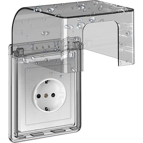 Type 86 Cache Prise Etanche Electrique Murale , Prise Electrique de Courant Etanche , Autocollant Prise Couvercle Interrupteur , 10.8x7.5x12.3cm , pour Salle de Bain et Cuisine Prise (1/5)