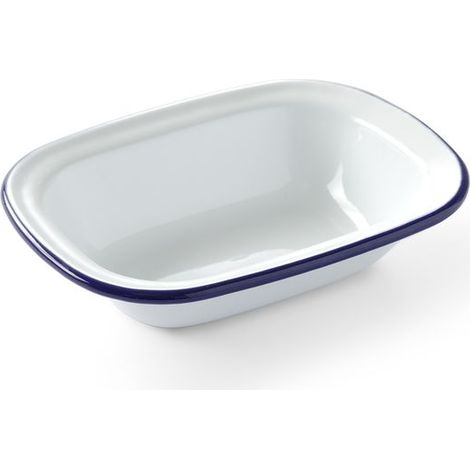 Rechteckige, weiß emaillierte Schale 175x130mm Hendi 621202 (1/5)