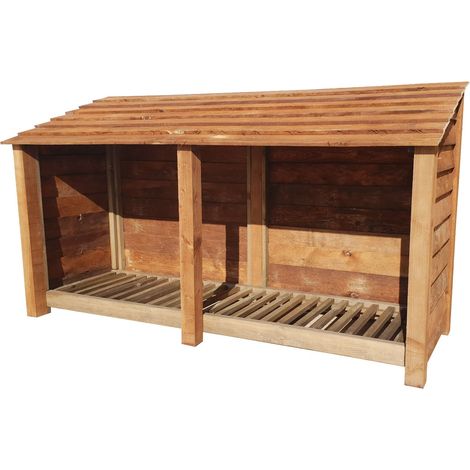 Wooden Log Store, W227xH126cm (Brown finish)