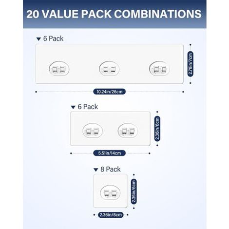 Selbstklebende Haken – 20er-Pack selbstklebende Wandhaken, ideal zum Aufhängen von Bürsten, Handtüchern, Regenschirmen, Handtaschen usw. Einfache Montage, kein Bohren erforderlich, in Küche und Bad. (1/5)