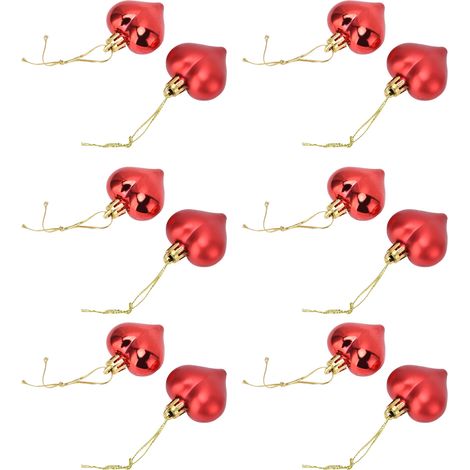 12 décos sapin de Noël Cœur PVC rouge, suspensions pour arbre, fête Saint-Valentin (1/5)