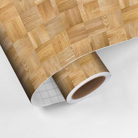 Revêtement sticker sol - PARQUET BOIS MOSAÏQUE - Rouleau adhésif Protection Anti-dérapant - 60x100cm (1/5)