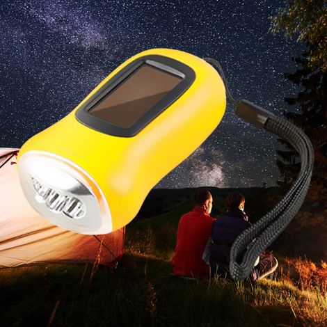 Lampe torche multifonctionnelle à manivelle, alimentée à l'énergie solaire et haute puissance, lampe torche LED domestique à économie d'énergie, couleur aléatoire. (1/5)