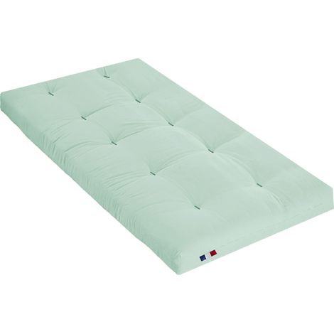 Matelas futon vert céladon coeur en mousse à mémoire de forme 90x190 (1/4)