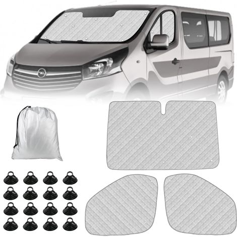 Tapis Thermique Voiture Remplacement pour Trafic 2015-2023/Vivaro 2014-2018/NV300 2014–2021/Talento 2016–2020 3 Pièces, Protection Solaire Pare-Brise, Ensemble de Pare-Soleil Pliable (1/5)