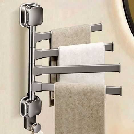 Porte serviettes rotatif 180° pour salle de bain Support mural, 4 barres