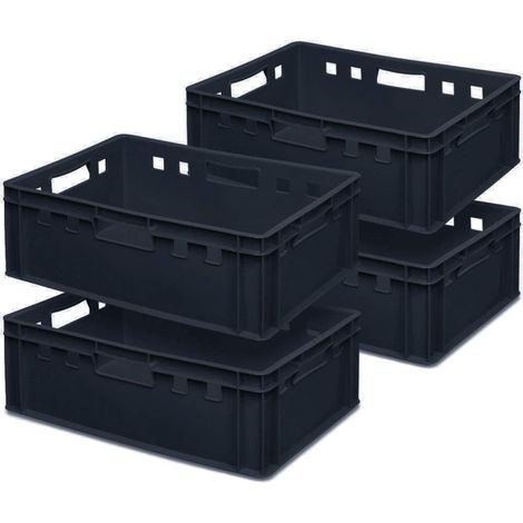 BRB Lot de 4 boîtes à viande E2 - Noir - 600 x 400 x 200 mm
