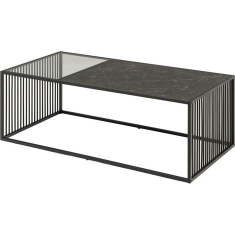 Mesa de centro Norsica Livevai 101 , 40x60x120cm, Diámetro: 0, Vidrio templado, MDF, Angular (1/5)