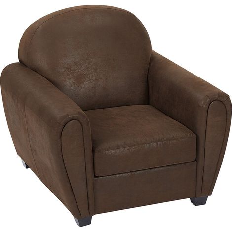 Fauteuil en microfibre aspect cuir vieilli club VICTORY III