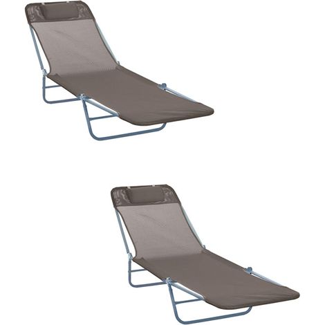 2er-Set sonnenliege Gartenliege Relaxliege 2-Beinliege Braun faltbar für Garten & Terrasse, wetterfest & komfortabel