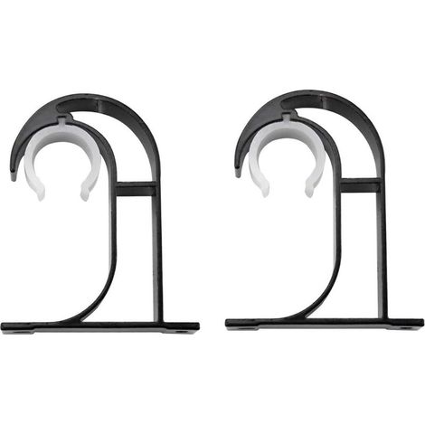 Lot de 2 supports de tringle à rideau, support mural pour tringle à rideau, support de montage au plafond, en alliage de zinc, support de tringle à rideau pour chambre à coucher, salon, avec vis, noir (1/5)