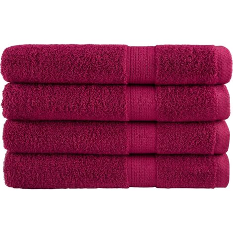 Serviettes de qualité supérieure SOLUND, lot de 4, coloris Bordeaux, 100 x 200 cm, 600 g/m²
