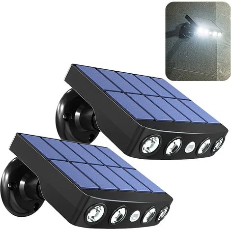 (Lot de 2 lampes solaires LED blanc chaud à détecteur de mouvement pour extérieur, compatibles avec les jardins, allées, garages, cours, rues et murs. Étanche. (1/5)
