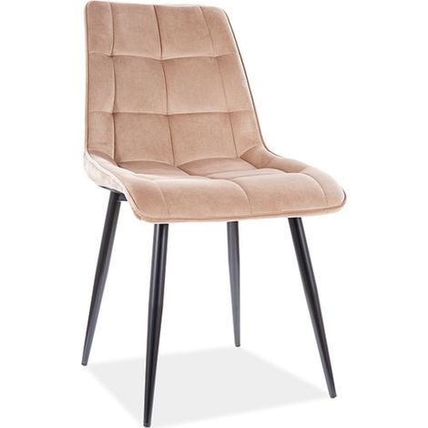 Chaise design velours beige pieds noirs Harriet (1/5)