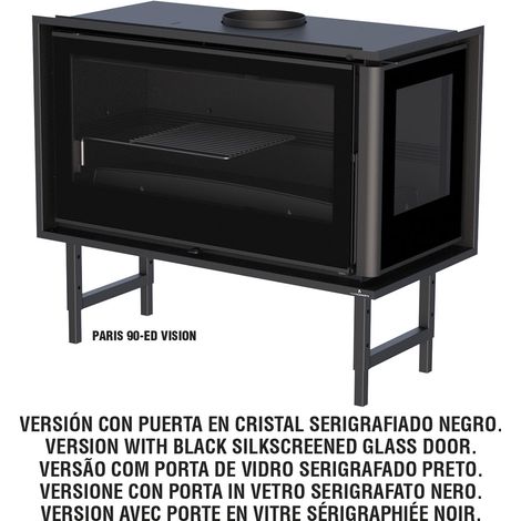 BRICOSOL ESTUFA DE LEÑA INSERTABLE BRONPI MODELO PARIS-90- CRISTAL DERECHO VISION (1/5)