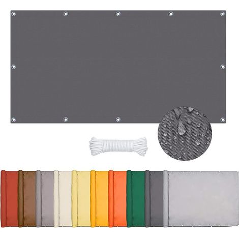Voile d'ombrage rectangulaire (gris foncé, 0,9 x 2 m), tissu imperméable, convient pour patio, pavillon, jardin extérieur (1/5)