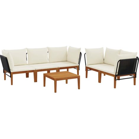 Maison Exclusive - 6 stk. Massives Akazienholz & Seil Natur (1/5)