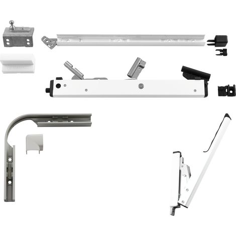 Hautau Oberlichtfenster Öffnerschere FL190 mit Handhebel und Universal-Flügelblock - Ausführung E, Aluminium weiß (1/2)