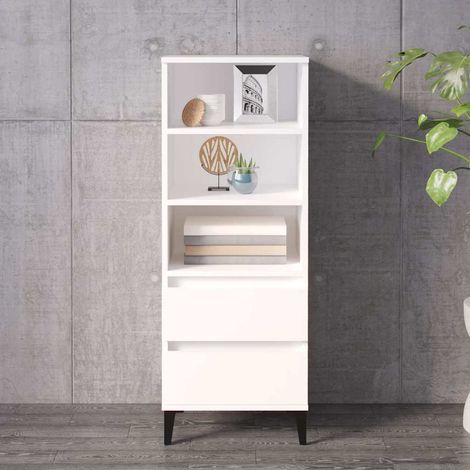 Aparador alto madera contrachapada blanco 40x36x110 cm (1/4)