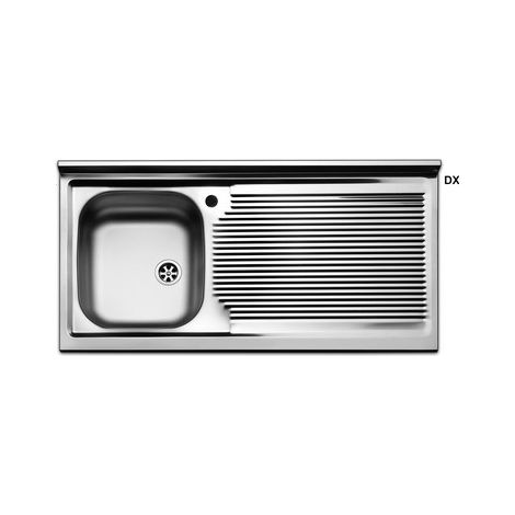 Lavello Appoggio Acciaio Inox 1 Vasca Gocciolatoio Destro Apell Argento 100 x 50 cm