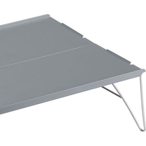 Table pliante d'extérieur, mini table de pique-nique portable en alliage d'aluminium léger, table de barbecue de camping, grise. (1/5)