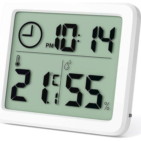 Mini thermomètre et hygromètre numérique portable d'intérieur avec horloge (1/5)