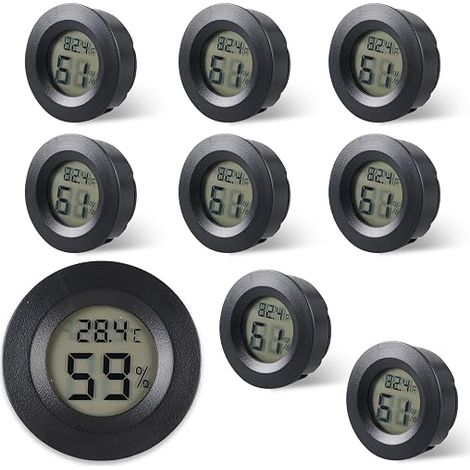Mini thermomètre hygromètre intérieur : 8 pièces thermomètre numérique rond avec conversion ℃, thermomètre d'ambiance pour salon, bureau, serre, cave à vin (1/5)
