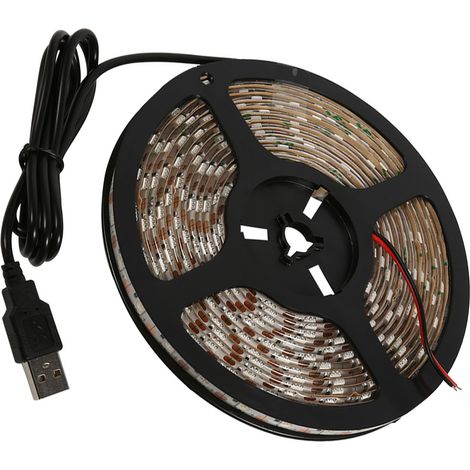 Bande LED 5050 étanche, 5 m, alimentation USB 5 V, pour décoration, rétroéclairage TV (blanc chaud) (1/5)