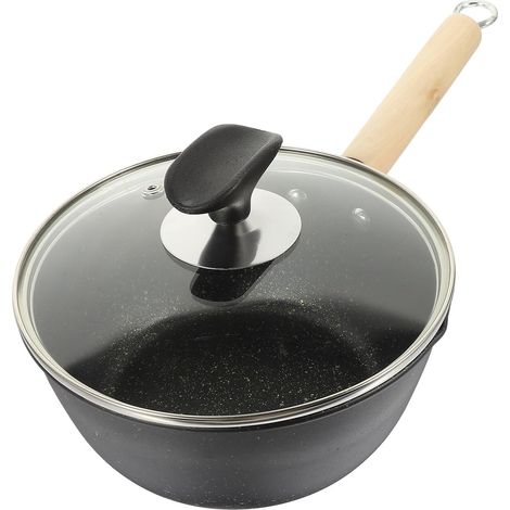 Casserole antiadhésive Maifan Stone de 18 cm avec couvercle, pour les soupes et les ragoûts. Couleur aléatoire (1/5)