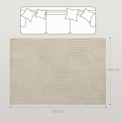 Tappeto da salotto 230 x 160 x 1,7 cm soffice antiscivolo bordo rinforzato moderno ed essenziale atmosfera accogliente in poliestere crema 210003687