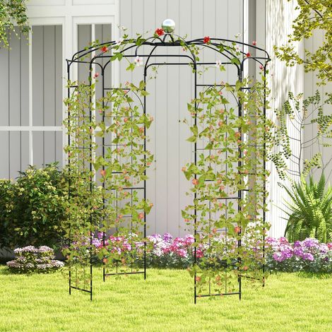 Gazebo en métal style cage à oiseaux pour plantes grimpantes avec 12 tubes renforcés et crochet, pour jardin, mariage et terrasse (1/5)