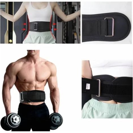 Ceinture de musculation respirante, confortable et réglable en nylon EVA, idéale pour la musculation et le fitness (hommes et femmes), noire, taille L. (1/5)