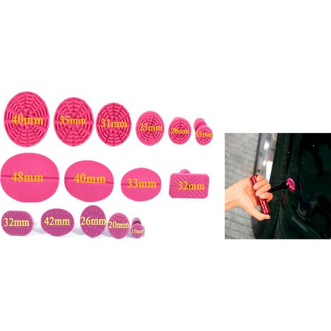 Set da 15pz di ventose per rimozione ammaccature auto perni di estrazione bozze (1/4)