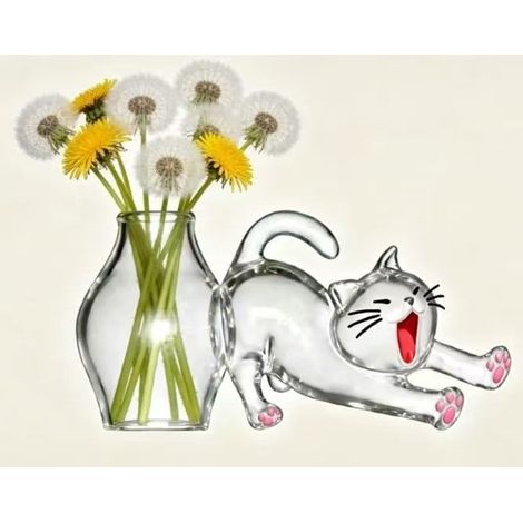 Cute kitten fur and whiskers transparent storage box, cat-shaped creative refrigerator magnet (magnetic).