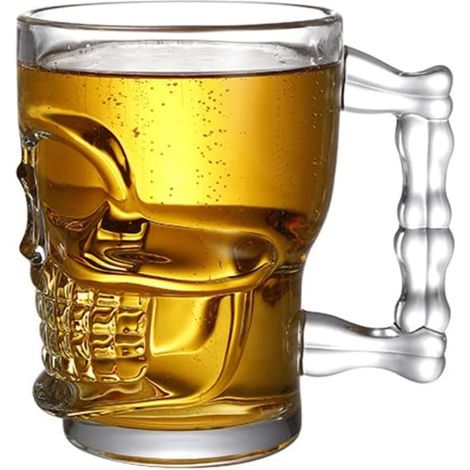 Beer Mug Skull Transparent 3D Double Wall Glass Large Capacity Shooter Funny Cup Whiskey with Handle for Home Bar (1/5)