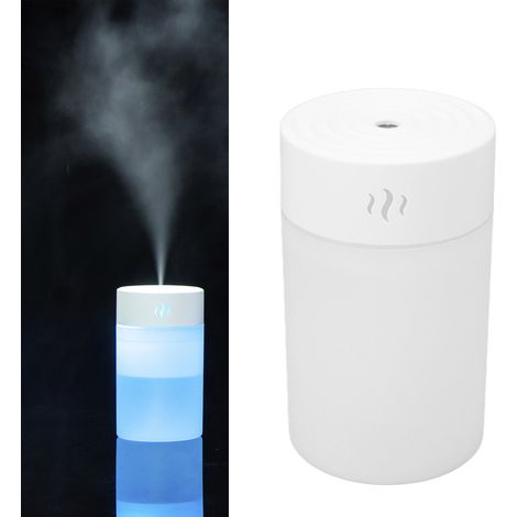 Mini-Luftbefeuchter mit farbiger LED und USB-Ladefunktion, 260 ml, tragbar, schlichtes Weiß, für Büro, Schlafzimmer, Auto (1/5)