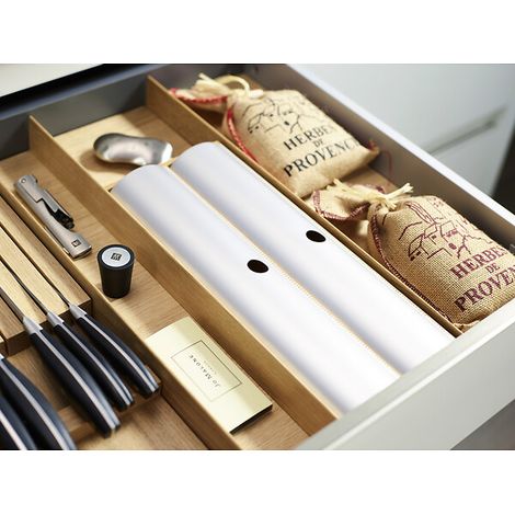 Bloc porte-rouleaux bois pour range-couverts LiniQ - fintion chêne clair - KESSEBÖHMER