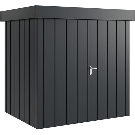 Hörmann Metall-Gerätehaus "Juno" mit Flachdach, JFD4 - Modern Europapromotion, 214 x 166 cm (B x T), anthrazit, 2-flüglige Tür (1/5)
