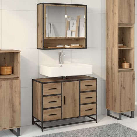 vidaXL Cabinet de salle de bain Chêne artisanal 80 x 33 x 60 cm (1/5)