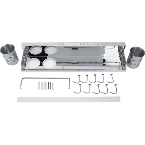 Égouttoir mural pour cuisine en acier inoxydable antirouille imperméable, support pour baguettes, couteaux, condiments et vaisselle (1/5)