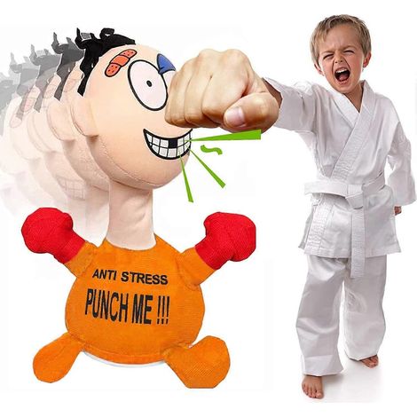 Jouet anti-stress motorisé : peluche à frapper, sac de boxe de bureau, jouet de gestion de la colère, cadeau amusant pour enfants et adultes (vert) (1/5)