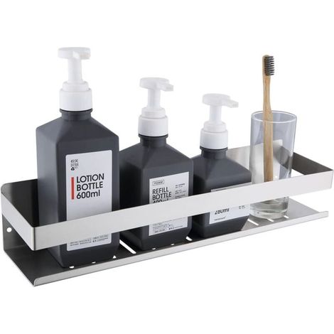 Étagère de Douche Auto-adhésif, Étagère Salle de Bain sans Perçage SUS304 Acier Inoxydable Adhésive Panier de Douche, Nickel Brossé 40CM (1/4)