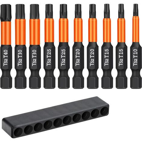 Lot de 10 Embouts Torx 50mm Adaptateur Hexagonal 1/4", Pratique pour Vissage et Réparation de Mécanismes (1/5)