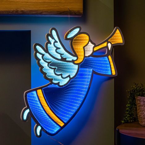 65cm Infinity Hanging Christmas Angel with Blue and Gold LEDs (1/5)