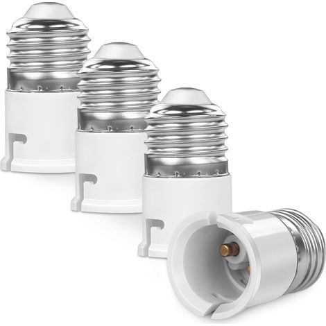 Set mit 4 E27-auf-B22-Fassungsadaptern, feuerhemmender Kunststoff, für Energiesparlampen und LED-Lampen, Wohn-/Schlafzimmer (1/5)