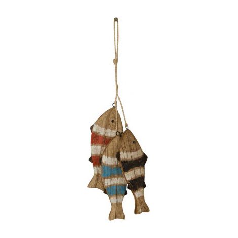 Décoration Murale en Bois Trois Poissons Multicolores (1/2)