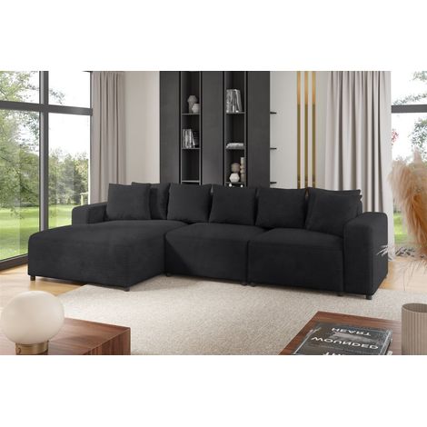 Ecksofa Designersofa Sofa MEGAN in Stoff Poso Anthrazit Ottomane Links (1/2)