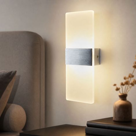 Applique murale LED 6W design moderne en aluminium et acrylique, éclairage tricolore doux, 27x10cm pour chambre salon couloir (1/4)
