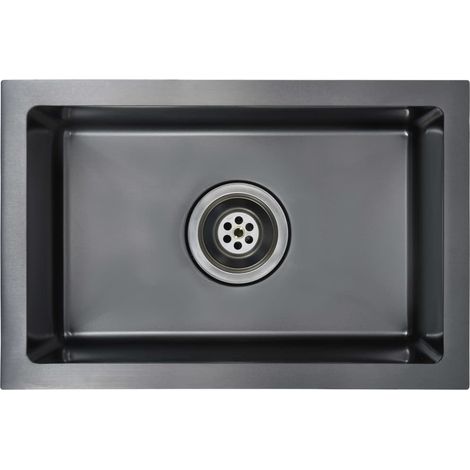 Lavello da cucina fatto a mano con filtro in acciaio inox nero 020002367